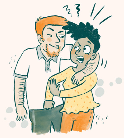 Illustration zeigt einen Mann der ein Mädchen bedrängt